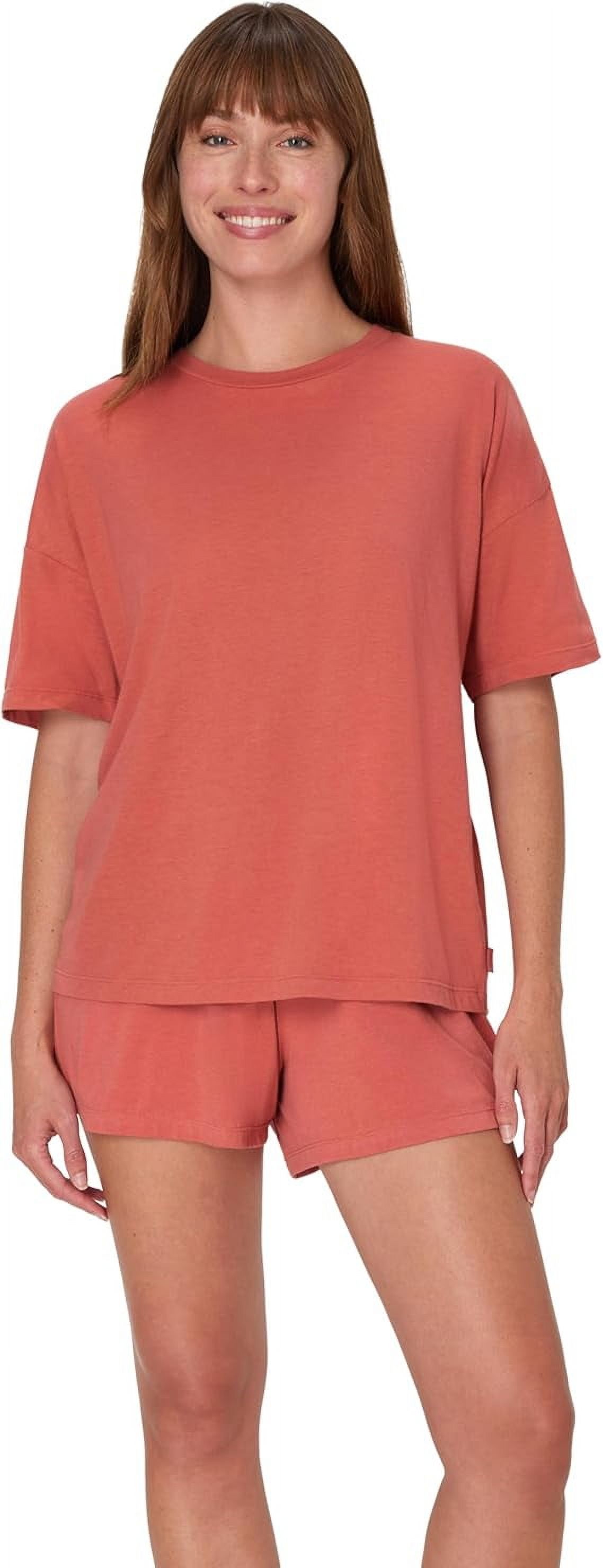 Hanes Women's Originals SuperSoft Comfywear Lounge Boxy T-Shirt \u0026 Sleep Shorts Set